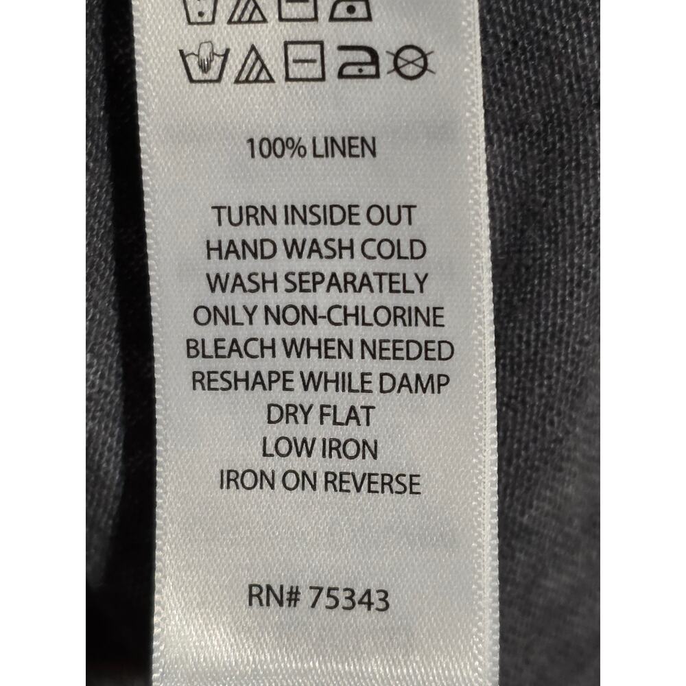 S Tahari Gray 100% Linen V-Neck Tee Short Sleeve Lightweight Resort Casual - Picture 5 of 6